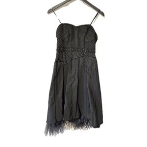 BCBGMaxAzaria Strapless Jewelled Dress with Ostrich Feather Trim